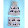 2Pcs Grey Cars Themed Beanie Winter Cap With Matching Neck Cuff Style Muffler | 5-10 Years