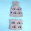 2Pcs Grey Cars Themed Beanie Winter Cap With Matching Neck Cuff Style Muffler | 5-10 Years