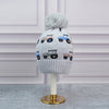 2Pcs Grey Cars Themed Beanie Winter Cap With Matching Neck Cuff Style Muffler | 5-10 Years