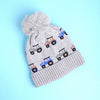 2Pcs Grey Cars Themed Beanie Winter Cap With Matching Neck Cuff Style Muffler | 5-10 Years