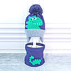 2Pcs Blue Green Face Dino Themed Beanie Winter Cap With Matching Neck Cuff Style Muffler