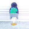 2Pcs Blue Green Face Dino Themed Beanie Winter Cap With Matching Neck Cuff Style Muffler