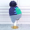 2Pcs Blue Green Face Dino Themed Beanie Winter Cap With Matching Neck Cuff Style Muffler