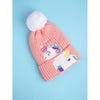2Pcs Peach Unicorn Themed Beanie Winter Cap With Matching Long Style Neck Muffler | 4-10 Years