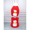 2Pcs Red Snowman Themed Beanie Winter Cap With Matching Neck Cuff Style Muffler | 4-10 Years