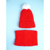 2Pcs Red Snowman Themed Beanie Winter Cap With Matching Neck Cuff Style Muffler | 4-10 Years
