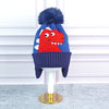 2Pcs Blue Red Face Dino Themed Beanie Winter Cap With Matching Neck Cuff Style Muffler