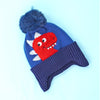 2Pcs Blue Red Face Dino Themed Beanie Winter Cap With Matching Neck Cuff Style Muffler