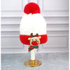 2Pcs White Reindeer Themed Winter Cap Beanie With Matching Long Style Neck Muffler | 3-10 Years