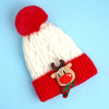 2Pcs White Reindeer Themed Winter Cap Beanie With Matching Long Style Neck Muffler | 3-10 Years