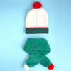 2Pcs White And Green Tree Christmas Themed Winter Cap Beanie With Matching Long Style Neck Muffler | 3-10 Years