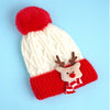2Pcs White, Red Nose Reindeer Themed Winter Cap Beanie With Matching Long Style Neck Muffler | 3-10 Years