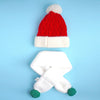 2Pcs White Santa Christmas Themed Winter Cap Beanie With Matching Long Style Neck Muffler | 3-10 Years