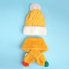 2Pcs Yellow Santa Christmas Themed Winter Cap Beanie With Matching Long Style Neck Muffler | 3-10 Years