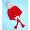 Red Butterfly Knitted Soft Woolen Winter Cap With Tie Up | 6-18 Months