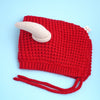 Red Baby Horns Knitted Soft Woolen Winter Cap With Tie Up | 6-18 Months