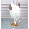 White Baby Horns Knitted Soft Woolen Winter Cap With Tie Up | 6-18 Months