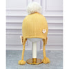 Yellow Butterfly Knitted Soft Woolen Winter Cap With Tie Up | 6-18 Months