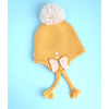 Yellow Butterfly Knitted Soft Woolen Winter Cap With Tie Up | 6-18 Months