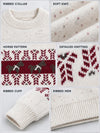 Cream Horse Pattern Knitted Winter Cardigan, Christmas Sweater for Kids