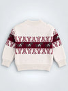 Cream Horse Pattern Knitted Winter Cardigan, Christmas Sweater for Kids