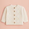 Cream Textured Pattern Knitted Winter Cardigan