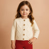 Cream Textured Pattern Knitted Winter Cardigan
