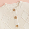 Cream Textured Pattern Knitted Winter Cardigan