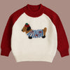 Cream & Red Dachshund Knitted Winter Cardigan