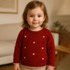 Maroon Mini Bows Knitted Cardigan