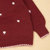 Maroon Mini Bows Knitted Cardigan