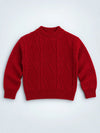 Maroon Cable-Knit Winter Cardigan, Christmas Sweater for Kids