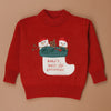 Red Christmas Stocking Snowman Knitted Cardigan