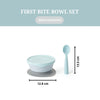 First Bite Suction Bowl With Spoon Feeding Set | Aqua/Aqua