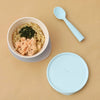First Bite Suction Bowl With Spoon Feeding Set | Vanilla/Aqua