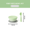 First Bite Suction Bowl With Spoon Feeding Set | Key Lime/ Key Lime