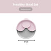 Healthy Meal Suction Plate with Dividers Set | Grey/Cotton Candy