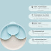 Healthy Meal Suction Plate with Dividers Set | Vanilla/Aqua