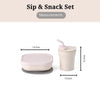 Sip & Snack- Suction Bowl with Sippy Cup Feeding Set | Vanilla/Cotton Candy