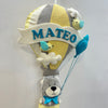 Personalised Name Hanging | Grey Teddy in a Hot Air Balloon