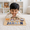 Personalised Wooden Name Puzzle- Fauna (4 Elements with Name on Bottom)
