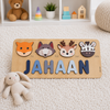 Personalised Wooden Name Puzzle- Fauna (4 Elements with Name on Bottom)