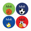 Round waterproof name labels - Sports Star