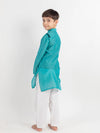 Teal Blue Embroidered Kurta-Jacket Set -3 Pc