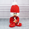 2Pcs Red Reindeer Themed Winter Cap Beanie With Matching Long Style Neck Muffler | 3-10 Years