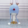 Blue Baby Antler Knitted Soft Woolen Winter Cap With Tie Up | 6-18 Months