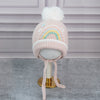 Pink Embroidered Rainbow Knitted Woolen Winter Cap/ Beanie | 3-10 Years