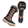 Black and Tan Criss Cross Women Winter Snowboots - Little Surprise BoxBlack and Tan Criss Cross Women Winter Snowboots