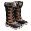 Black and Tan Criss Cross Women Winter Snowboots - Little Surprise BoxBlack and Tan Criss Cross Women Winter Snowboots