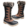 Black and Tan Criss Cross Women Winter Snowboots - Little Surprise BoxBlack and Tan Criss Cross Women Winter Snowboots